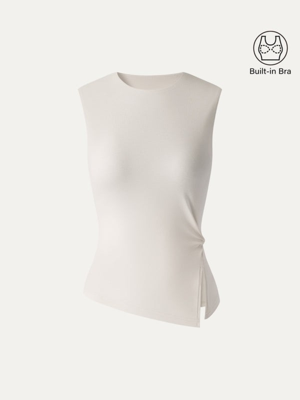 OGL CoolTouch Round Neck Twisted Bra Tank with Slit In Fog